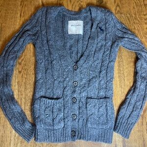 Abercrombie & Fitch Women's Blue Cable Knit Cardigan